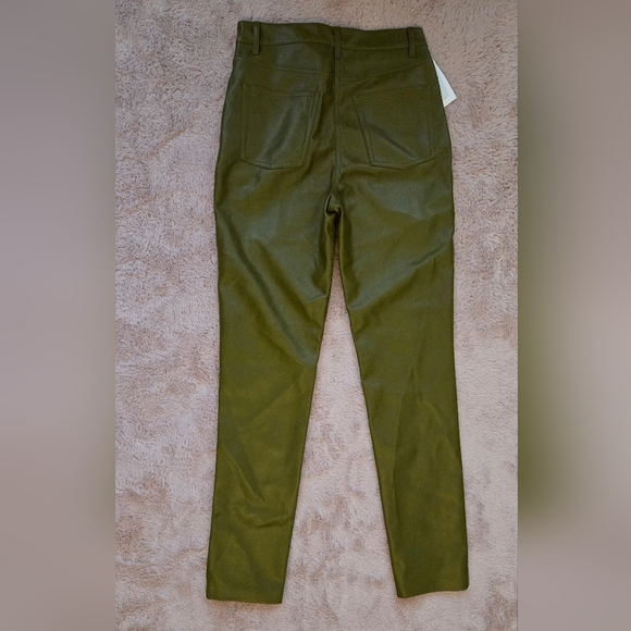 The Melina Wilfred Olive Green Avocado Women's Vegan Leather Pants Skinny Leg - Picture 8 of 9